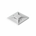 HellermannTyton MB4A10A2C2 Adhesive Cable Tie Mount, 1.12" x 1.12", .18" Max Tie Width, .18" Hole Dia, PA66, White, 100/pkg