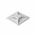 HellermannTyton MB4A10C2 Adhesive Cable Tie Mount, 1.12"x1.12", .18" Hole Dia, White, 100/pkg