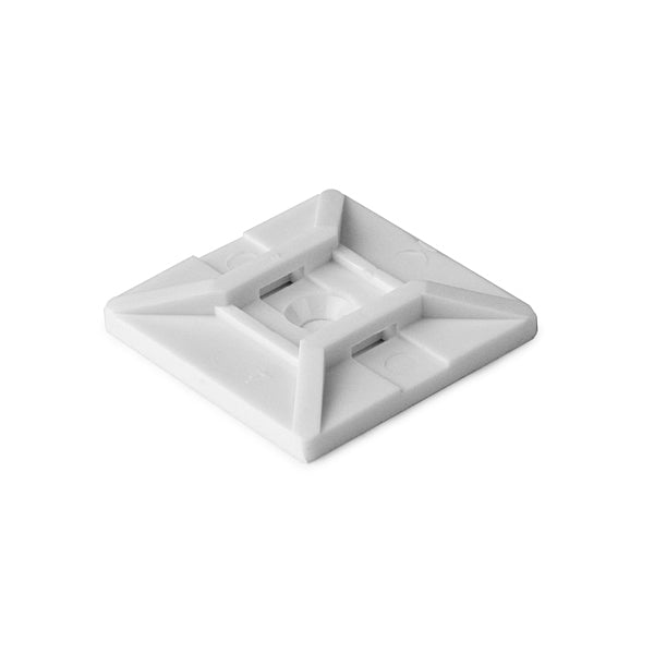 HellermannTyton MB4SHA10C2 Adhesive Cable Tie Mount, 1.12" x 1.12", .18" Max Tie Width, .15" Hole Dia, PA66, White, 100/pkg
