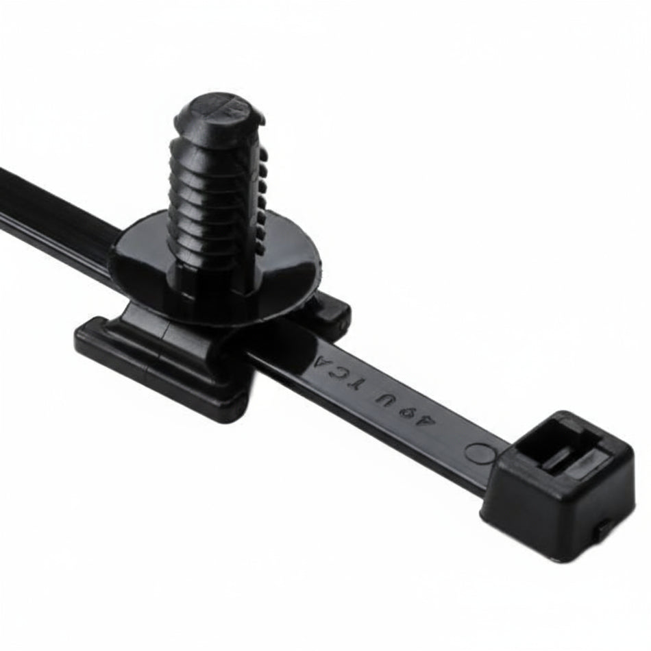 HellermannTyton 156-00071 Heavy-Duty Fir Tree Mount Cable Tie, 15" x .3", .04"–.62" Panel Thick, PA66HIRHSUV, Black, 100/pkg