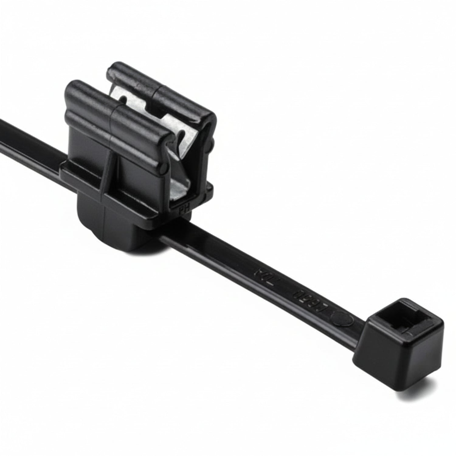 HellermannTyton 156-00551 Cable Tie & Edge Clip, 8.0" Long, EC9, 1–3 mm Panel, 50lb, PA66HS/PA66HIRHSUV, Black, 500/pkg