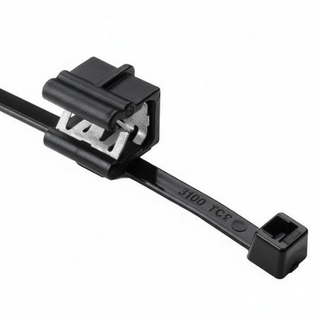 HellermannTyton 156-00593 Cable Tie & Edge Clip, 8.0" Long, EC24, 3-6 mm Panel, 50lb, PA66UV/PA66HIRHSUV, Black, 100/pkg