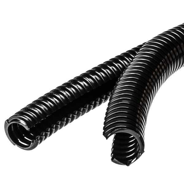 HellermannTyton 166-11812 HelaGuard Non-Metallic Conduit, Double Slit, Std Wt, 1.25" Dia, Nylon PA6, Black, 82 ft/Std. Reel