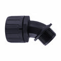 HellermannTyton 166-90096 HelaGuard Non-Metallic Fitting, IP66, 45-Elbow, 1.0" NPT Thread, 1.00" Dia, PA66, Black, 10/pkg