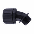 HellermannTyton 166-90097 HelaGuard Non-Metallic Fitting, IP66, 45-Elbow, 1.5" NPT Thread, 1.50" Dia, PA66, Black, 2/pkg