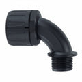 HellermannTyton 166-90101 HelaGuard Non-Metallic IP66 Fitting, 90-Elbow, NPT Thread, 1.25" Dia, PA66, Black, 2/pkg