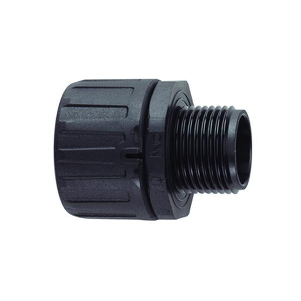 HellermannTyton 166-90105 HelaGuard Non-Metallic IP66 Fitting, Straight, NPT Thread, 0.75" Dia, PA66, Black, 10/pkg