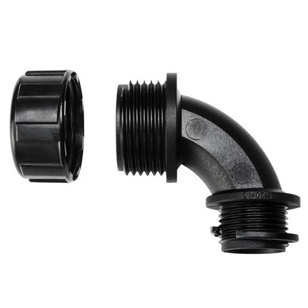 HellermannTyton 166-90124 HelaGuard Non-Metallic IP65 Fitting, 45-Elbow, NPT Thread, 0.38" Dia, PA66, Black, 10/pkg