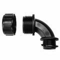 HellermannTyton 166-90132 HelaGuard Non-Metallic IP65 Fitting, 90-Elbow, NPT Thread, 1.25" Dia, PA66, Black, 2/pkg