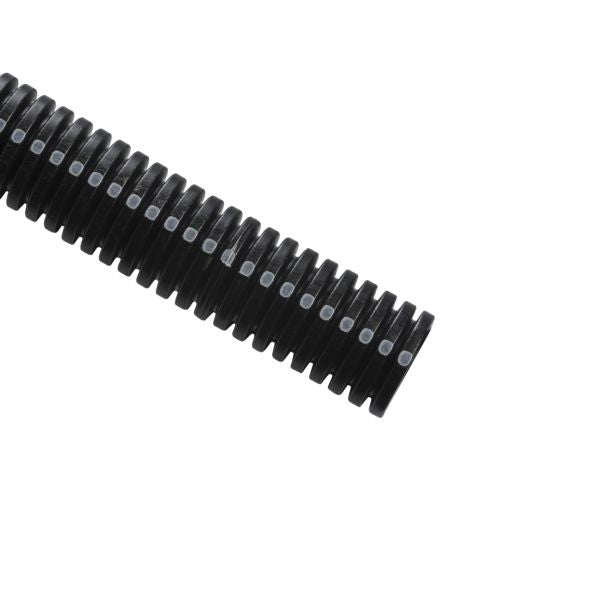 HellermannTyton 169-60019 Convoluted Tubing, Slit, .5" Dia, PA6, Black with Gray Stripe, 100 ft/pkg
