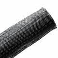 HellermannTyton 170-03004 Braided Sleeving, Expandable, 1.25" Dia, PET, Black, 50 ft/reel