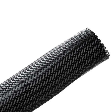 HellermannTyton 170-03005 Braided Sleeving, Expandable, 1.5" Dia, PET, Black, 40 ft/reel