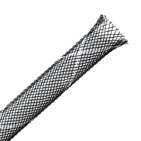 HellermannTyton 170-03006 Braided Sleeving, Expandable, Flame Retardant, .25" Dia, PET, Black, 200 ft/reel