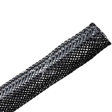 HellermannTyton 170-03007 Braided Sleeving, Expandable, Flame Retardant, .5" Dia, PET, Black, 100 ft/reel