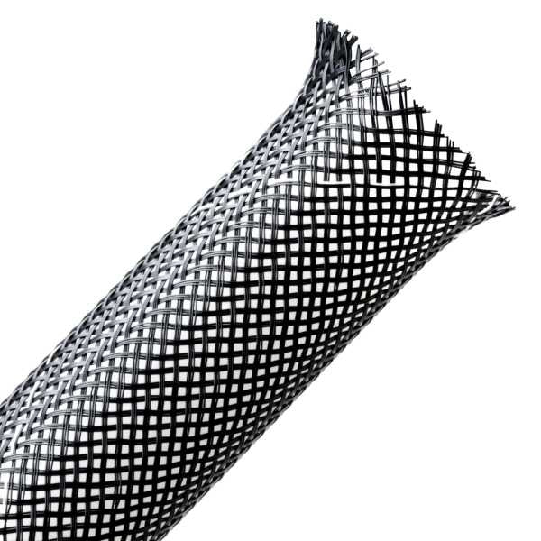 HellermannTyton 170-03008 Braided Sleeving, Expandable, Flame Retardant, .75" Dia, PET, Black, 75 ft/reel