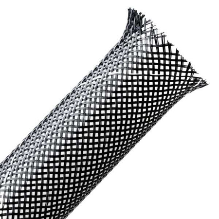 HellermannTyton 170-03008 Braided Sleeving, Expandable, Flame Retardant, .75" Dia, PET, Black, 75 ft/reel