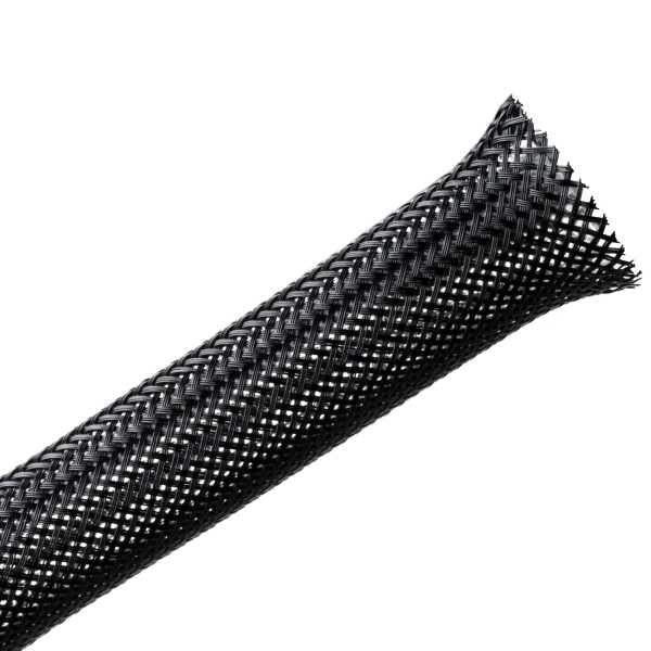 HellermannTyton 170-03012 Braided Sleeving, Expandable, Fray Resistant, .5" Dia, PET, Black, 100 ft/reel