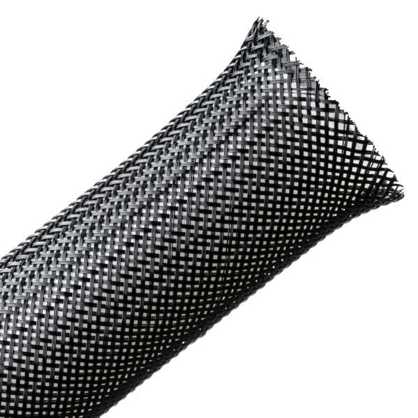 HellermannTyton 170-03014 Braided Sleeving, Expandable, Fray Resistant, 1" Dia, PET, Black, 50 ft/reel