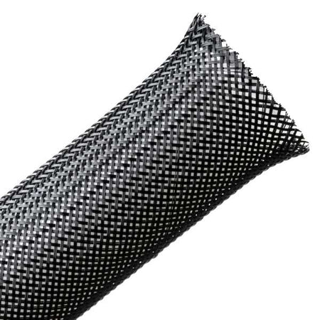 HellermannTyton 170-03014 Braided Sleeving, Expandable, Fray Resistant, 1" Dia, PET, Black, 50 ft/reel