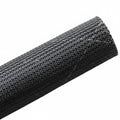 HellermannTyton 170-03020 Braided Sleeving, Expandable, Fray Resistant, Flame Retardant, 1.25" Dia, PET, Black, 50 ft/reel