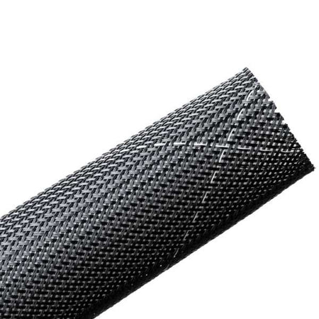 HellermannTyton 170-03117 Braided Sleeving, Expandable, Fray Resistant, Flame Retardant, .25"Dia, PET, Black, 1000ft/bulk reel