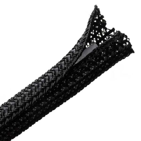 HellermannTyton 170-03024 Braided Sleeving, Split Wrap, .5" Dia, PET, Black, 75 ft/reel