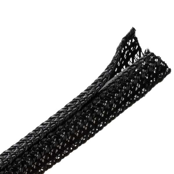 HellermannTyton 170-03133 Braided Sleeving, Split Wrap, .25" Dia, PET, Black, 3000 ft/bulk reel