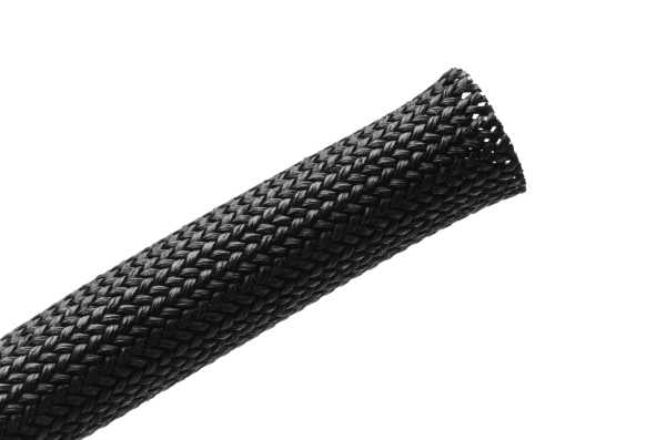 HellermannTyton 170-03051 Braided Sleeving, Resin Coated Fiberglass, .5" Dia, GF, Black, 200 ft/bulk reel