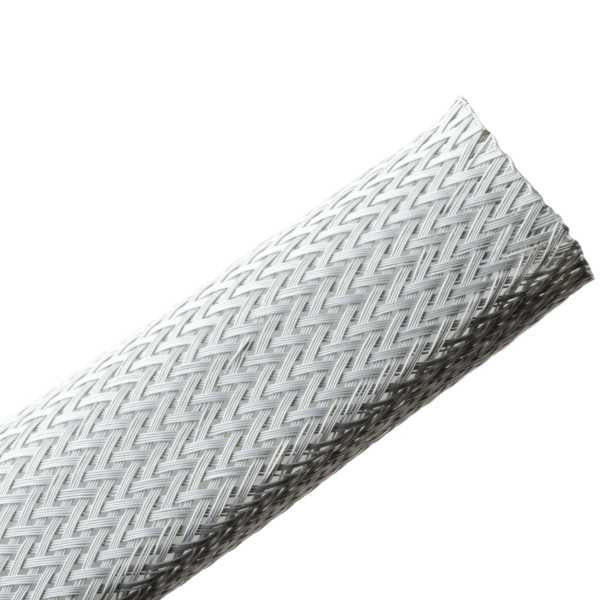 HellermannTyton 170-03066 Braided Sleeving, Expandable, Flame Retardant, 1.5" Dia, PET, Gray, 40 ft/reel