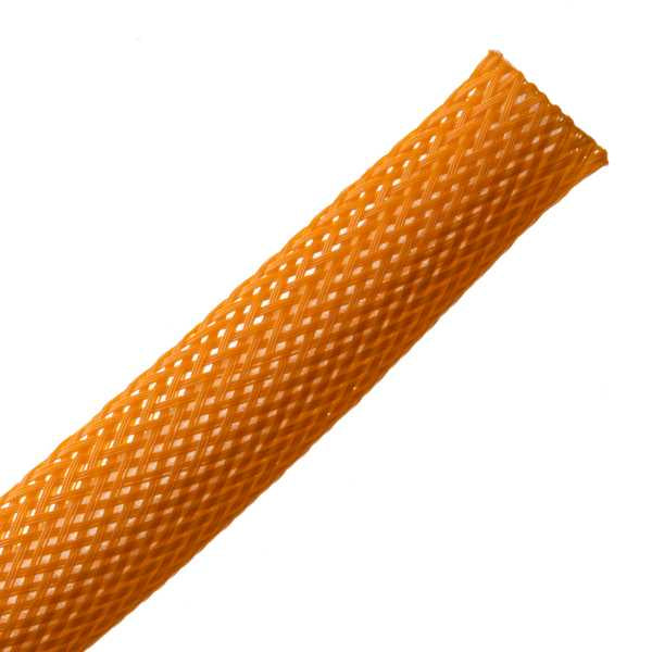 HellermannTyton 170-03076 Braided Sleeving, Expandable, .75" Dia, PET, Orange, 1000 ft/bulk reel