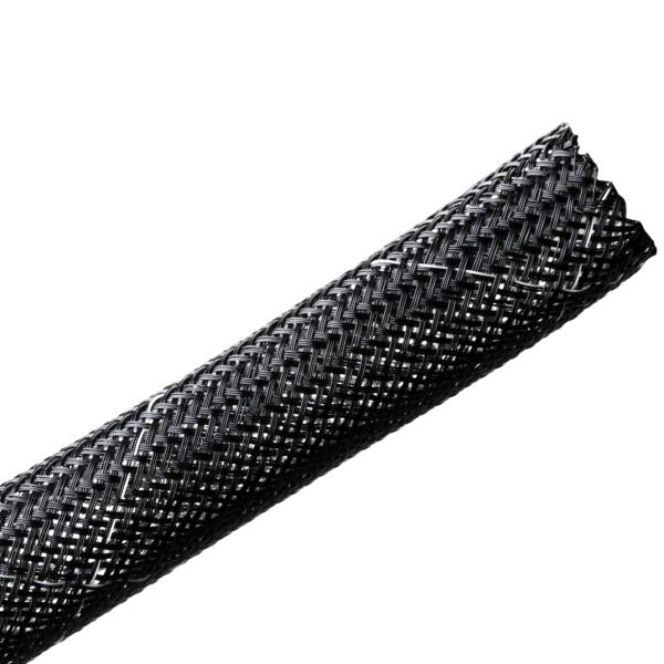 HellermannTyton 170-03118 Braided Sleeving, Expandable, Fray Resistant, Flame Retardant, .5" Dia, PET, Black, 500 ft/bulk reel