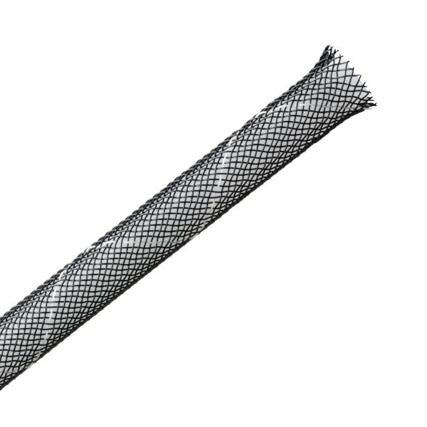 HellermannTyton 170-03123 Braided Sleeving, Expandable, Fray Resistant, .125" Dia, PET, Black, 100 ft/reel