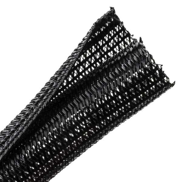 HellermannTyton 170-03125 Braided Sleeving, Split Wrap, .25" Dia, PET, Black, 200 ft/bulk reel