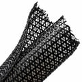 HellermannTyton 170-03129 Braided Sleeving, Split Wrap, 1.25" Dia, PET, Black, 75 ft/bulk reel