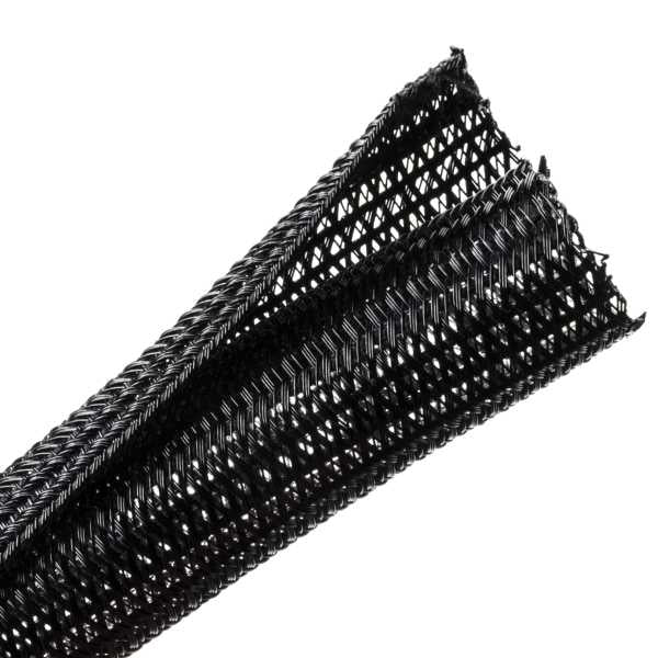 HellermannTyton 170-03135 Braided Sleeving, Split Wrap, .75" Dia, PET, Black, 500 ft/bulk reel
