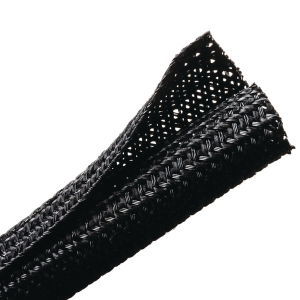 HellermannTyton 170-03140 Braided Sleeving, Split Wrap, Flame Retardant, .125" Dia, PET, Black, 400 ft/bulk reel