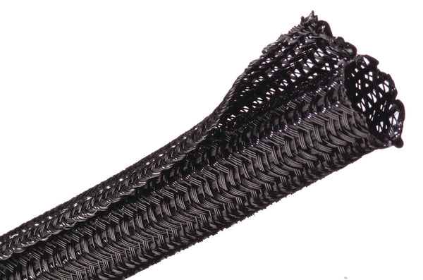 HellermannTyton 170-03140 Braided Sleeving, Split Wrap, Flame Retardant, .125" Dia, PET, Black, 400 ft/bulk reel
