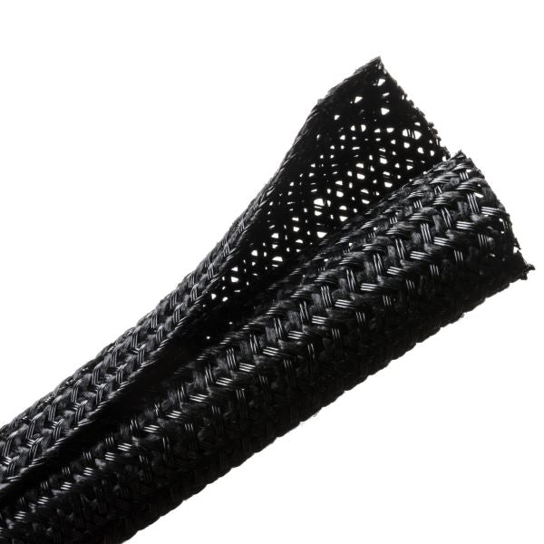 HellermannTyton 170-03141 Braided Sleeving, Split Wrap, Flame Retardant, .25" Dia, PET, Black, 200 ft/bulk reel
