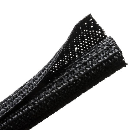 HellermannTyton 170-03141 Braided Sleeving, Split Wrap, Flame Retardant, .25" Dia, PET, Black, 200 ft/bulk reel