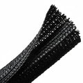 HellermannTyton 170-03143 Braided Sleeving, Split Wrap, Flame Retardant, .75" Dia, PET, Black, 100 ft/bulk reel
