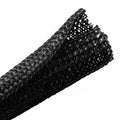 HellermannTyton 170-03144 Braided Sleeving, Split Wrap, Flame Retardant, 1" Dia, PET, Black, 100 ft/bulk reel