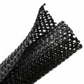 HellermannTyton 170-03147 Braided Sleeving, Split Wrap, Flame Retardant, 2" Dia, PET, Black, 50 ft/bulk reel
