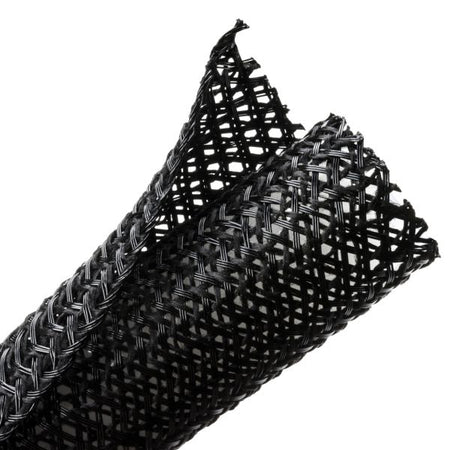 HellermannTyton 170-03147 Braided Sleeving, Split Wrap, Flame Retardant, 2" Dia, PET, Black, 50 ft/bulk reel