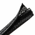 HellermannTyton 170-03154 Braided Sleeving, Hook & Loop, Flame Retardant, .75" Dia, PET, Black, 100 ft/bulk reel