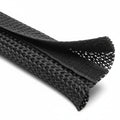 HellermannTyton 170-03157 Braided Sleeving, Hook & Loop, Flame Retardant, 2.5" Dia, PET, Black, 100 ft/bulk reel
