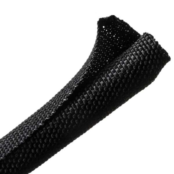 HellermannTyton 170-03182 Braided Sleeving, Split Wrap, .5" Dia, PET, Black, 300 ft/bulk reel