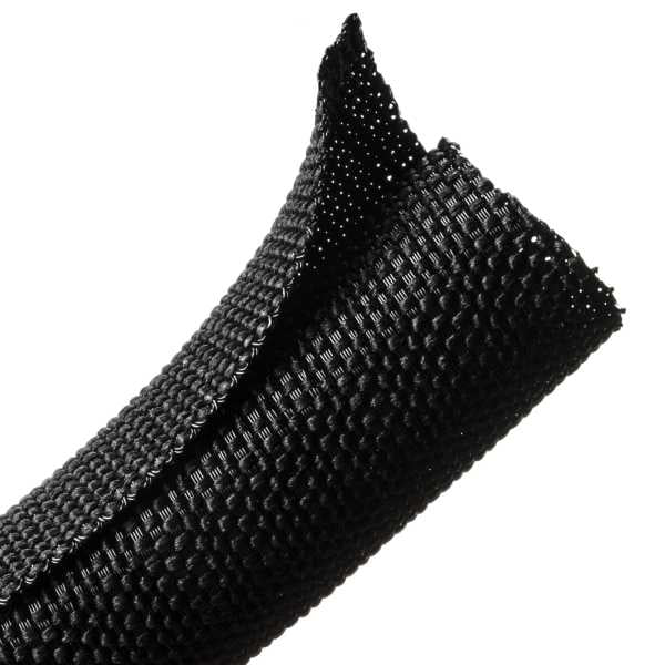 HellermannTyton 170-03184 Braided Sleeving, Split Wrap, .75" Dia, PET, Black, 150 ft/bulk reel