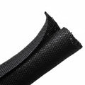 HellermannTyton 170-03185 Braided Sleeving, Split Wrap, 1.0" Dia, PET, Black, 100 ft/bulk reel