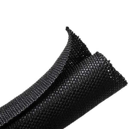 HellermannTyton 170-03185 Braided Sleeving, Split Wrap, 1.0" Dia, PET, Black, 100 ft/bulk reel