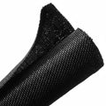 HellermannTyton 170-03186 Braided Sleeving, Split Wrap, 1.5" Dia, PET, Black, 50 ft/bulk reel